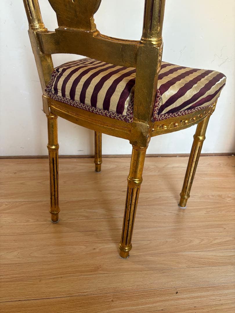 アンティークチェア　サロンチェア　ダイニングチェア　ゴールド　当時物　②