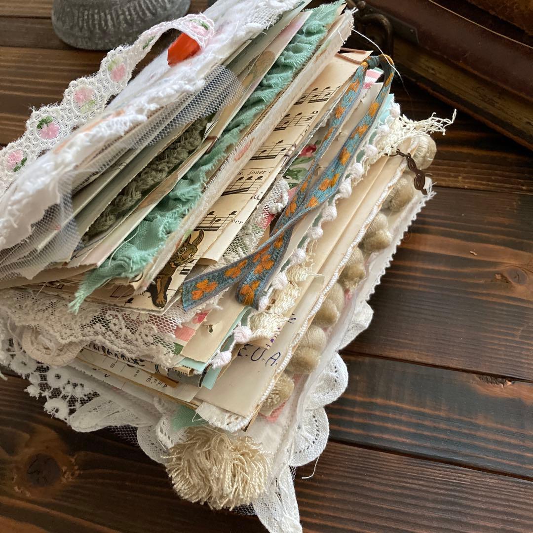 junk journal ジャンクジャーナル雑記帳　平袋　紙ものセット付き