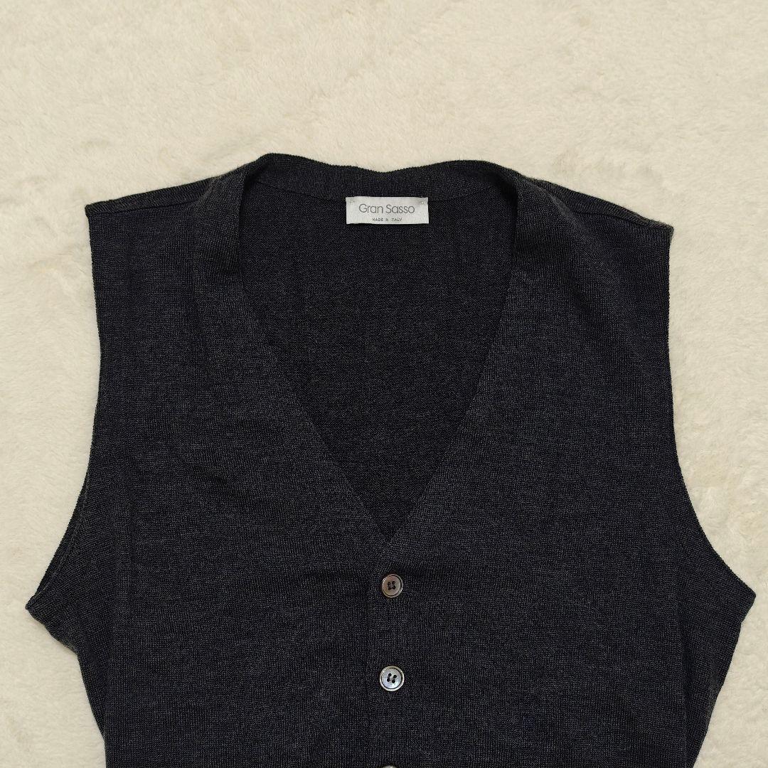 美品✨グランサッソ　ウールニットベスト　チャコールグレー　M相当
