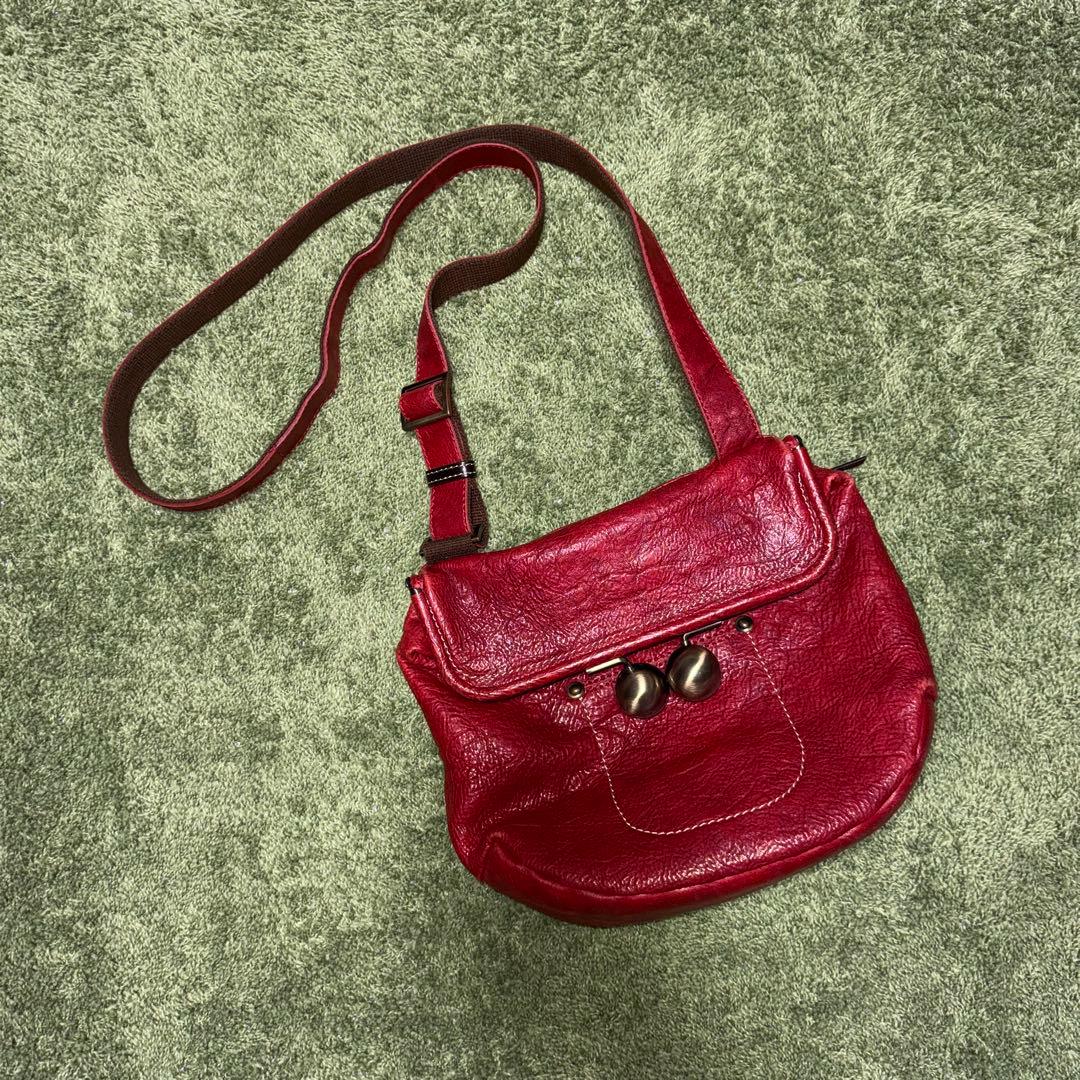 BROOM ブルーム がま口 ショルダーバッグ 大玉 革