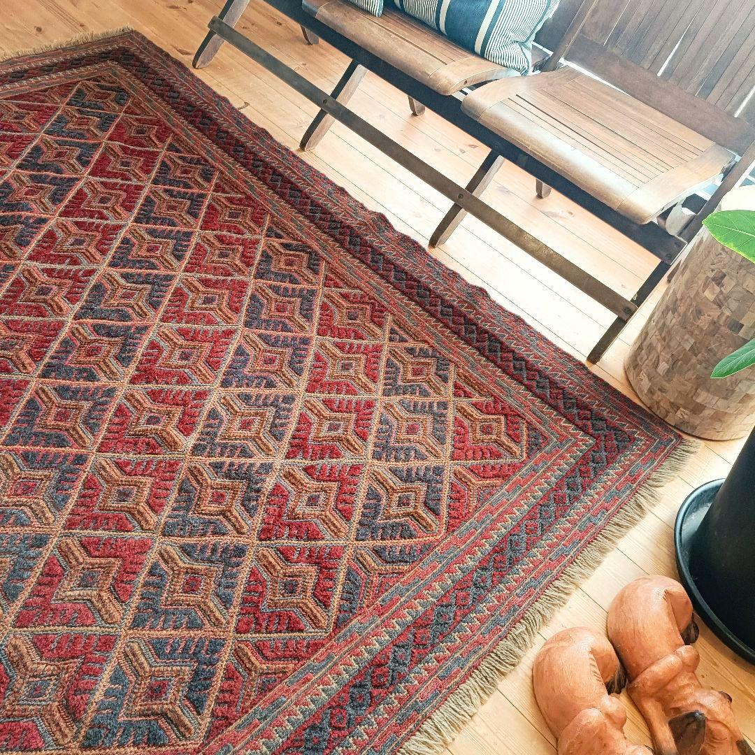 ※【牛丼マニア】L183cm マシュワニ ヴィンテージラグ　トライバルラグ