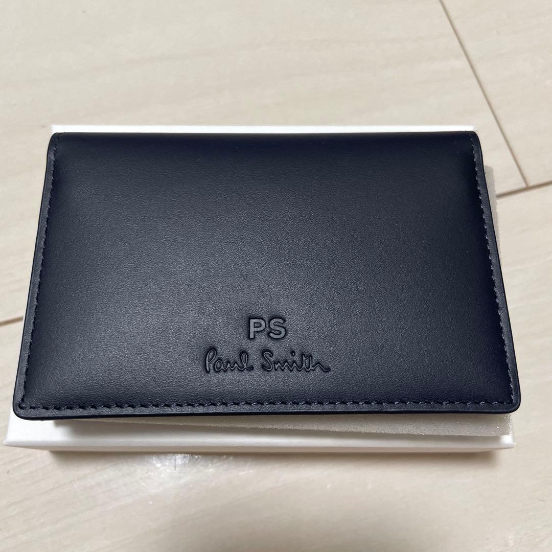 ポールスミス　名刺入れ　レザー　ネイビー