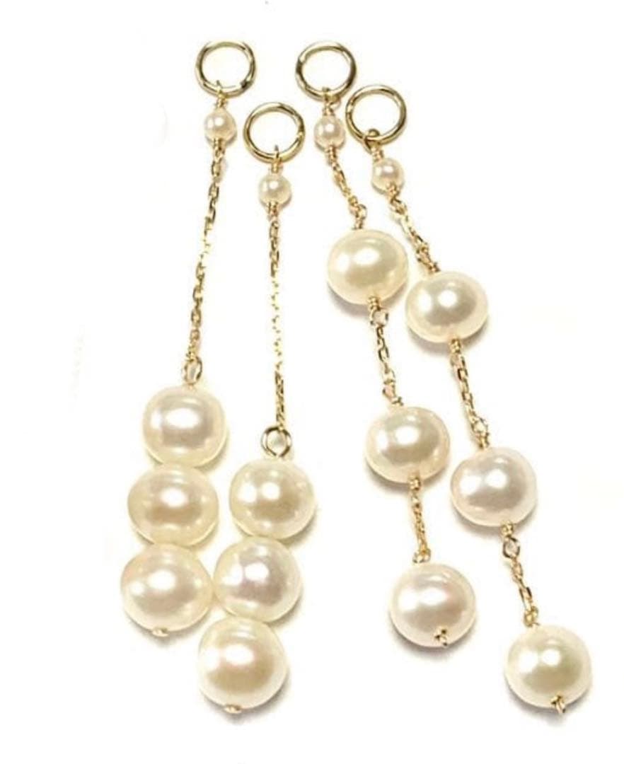 N【Rtav】K18 淡水真珠 チャーム 片耳のみ 2点