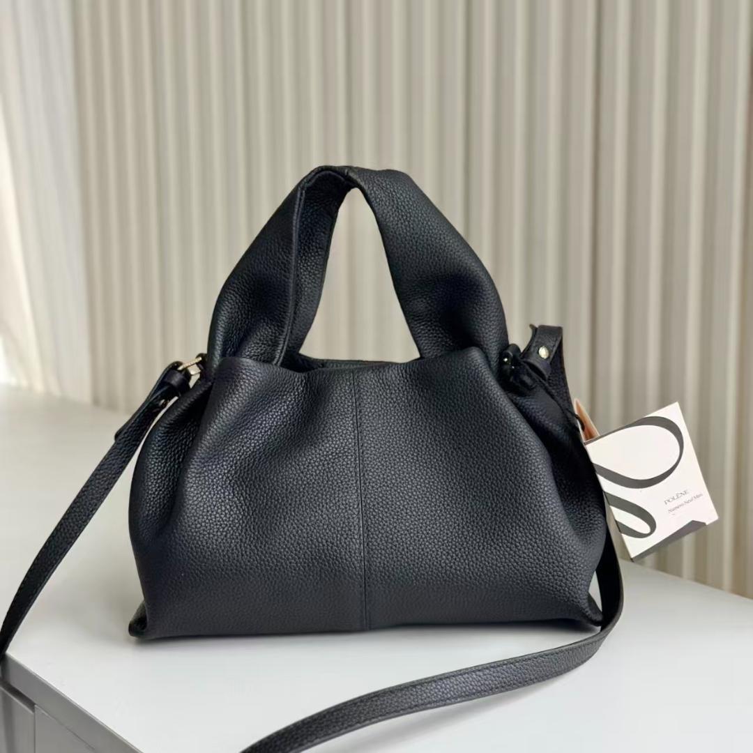 セール！Polène 黒 レザー ショルダーバッグ ハンドル付き mini