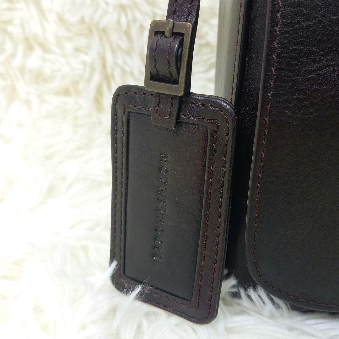 美品✨マザーハウス アンティーク ショルダーバッグ B5 ダークブラウン レザー