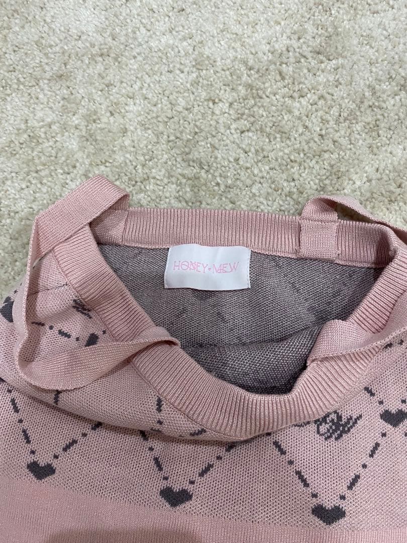 るり❣️モノグラムアンサンブルワンピース ピンク／グレー M