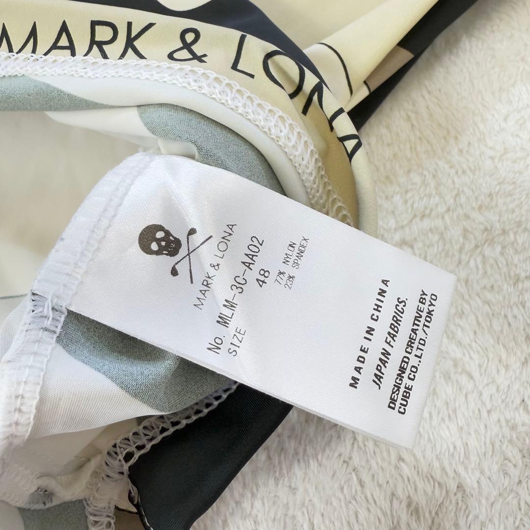 マークアンドロナ】立体ラバーロゴカモフラ柄ストレッチゴルフモックネックシャツ L