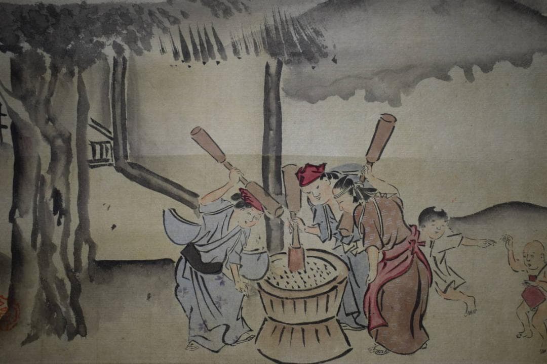 複製/渡辺崋山/味噌作り人物図/工芸/布袋屋掛軸HH-8