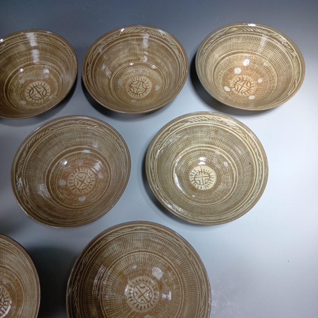 値下げ茶道具　廣州窯　三島手　数茶碗10客　 共箱　未使用品　美品