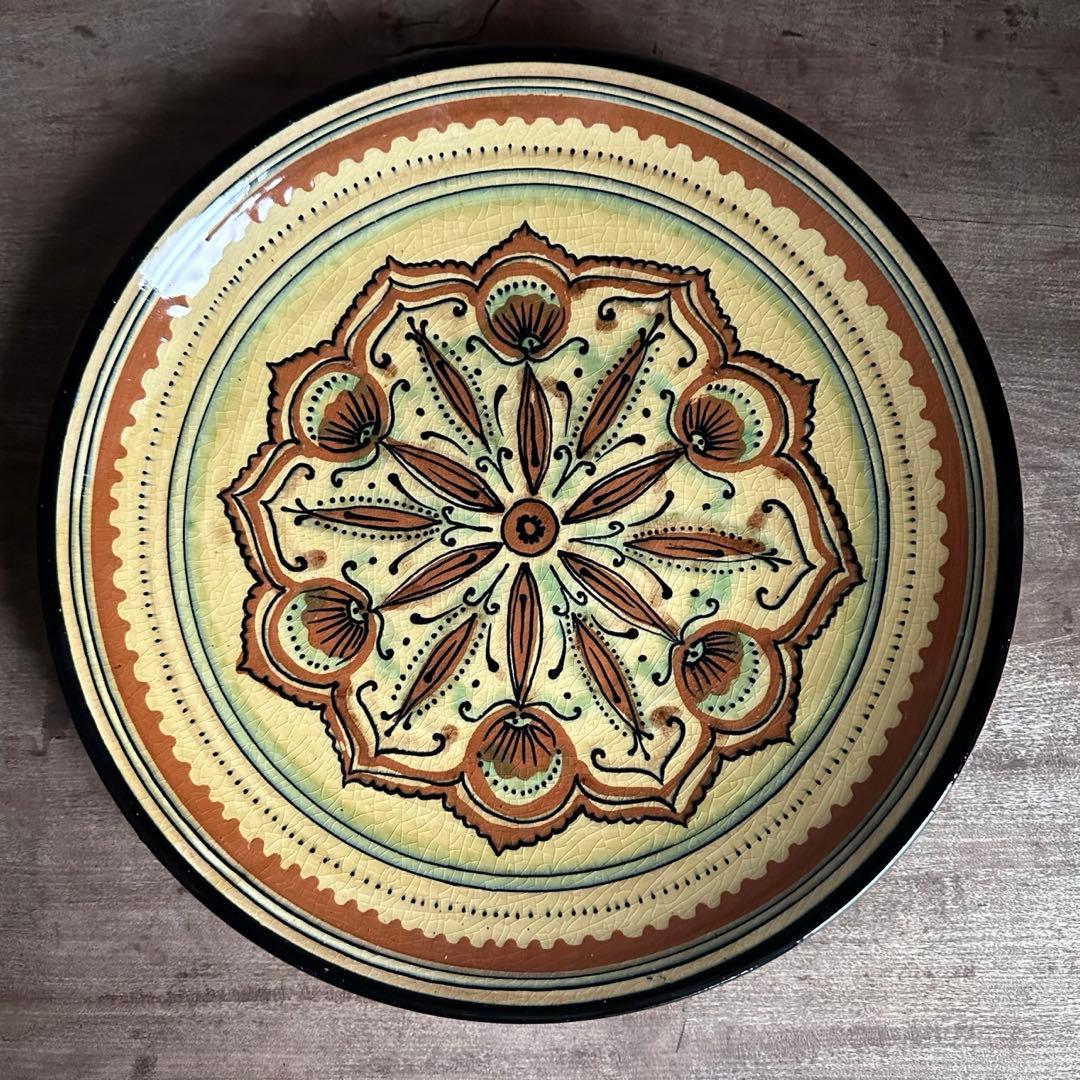 希少　ソビエト陶器　アラベスク模様　大皿　ロシア　焼き物　工芸品　陶磁器　C