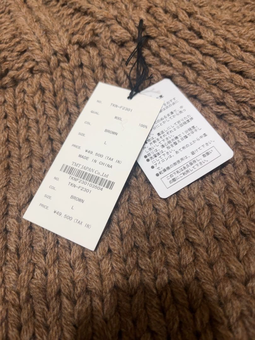 【定価49500円 】TMT 高級ウール100% ケーブルタートルKNIT L