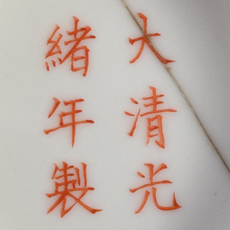 中国　大清光緒年製　粉彩花昆虫文碗　V　7805E