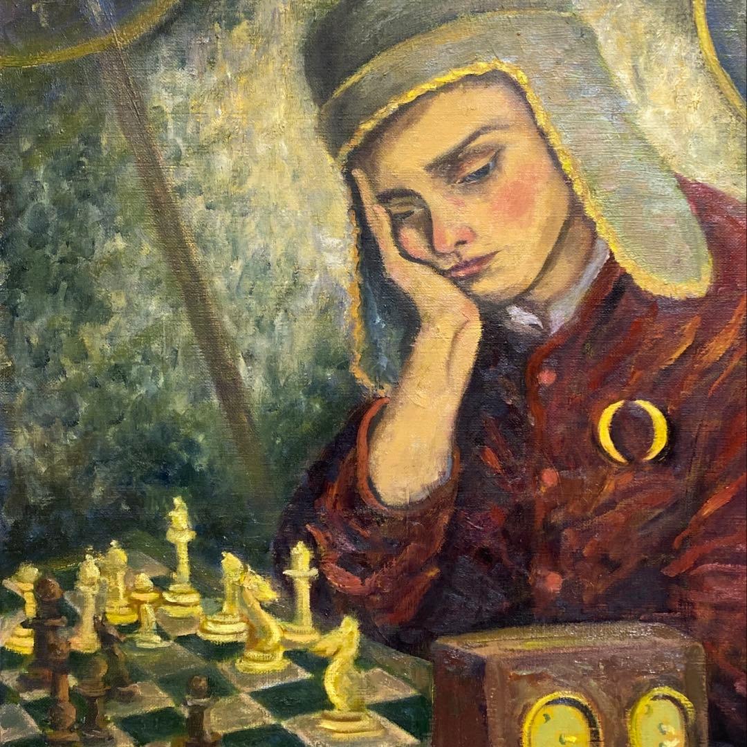 チェスプレイヤー F10 油彩画 人物画 絵画
