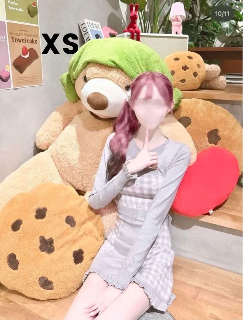 ハニーミュウ バックリボン×ギンガムハートアンサンブルワンピース グレー XS