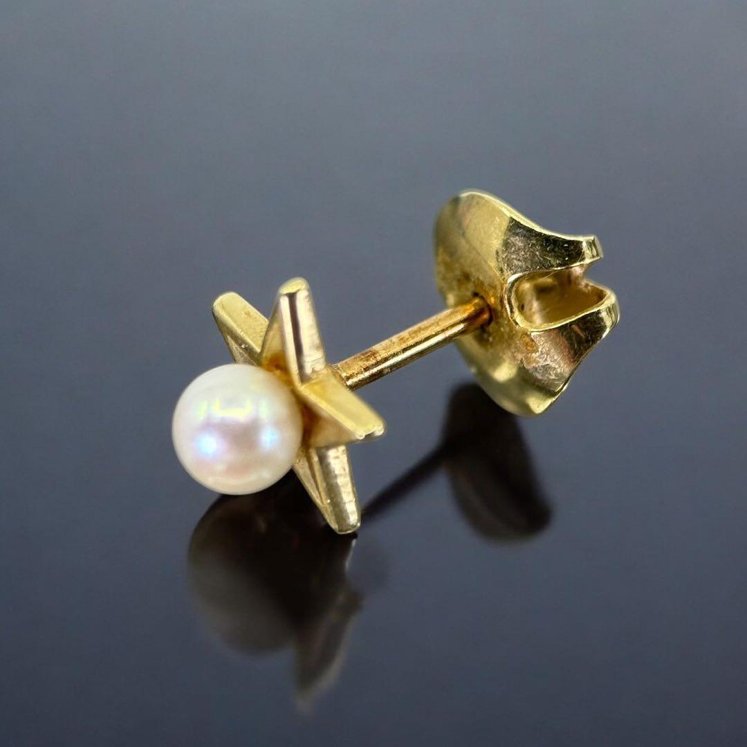 【極上】ミキモト　K14 ピアス　アコヤ　本真珠　ベビーパール　片耳