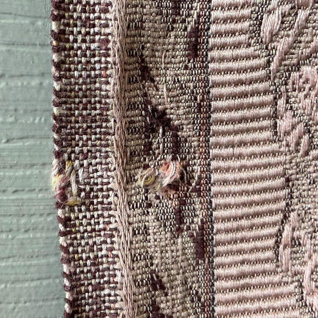 【大判】フランスアンティーク　ジャガード織り　ジャカード　生地　サーモンピンク