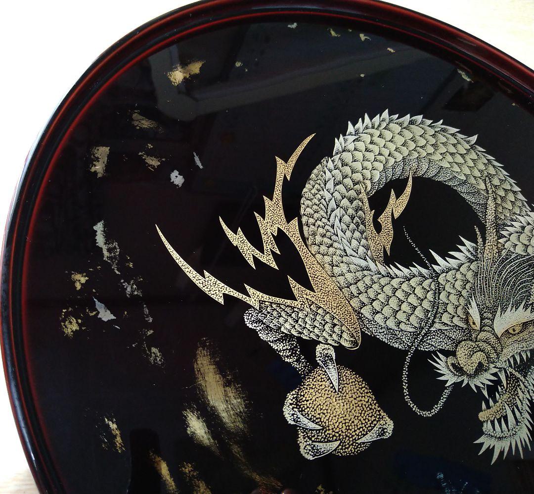 輪島塗沈金　お盆【龍】