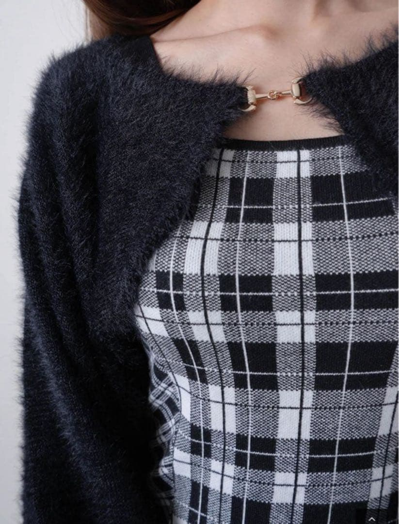 【形が選べる】フェザーチェックアンサンブルワンピース*タイトスカートタイプ