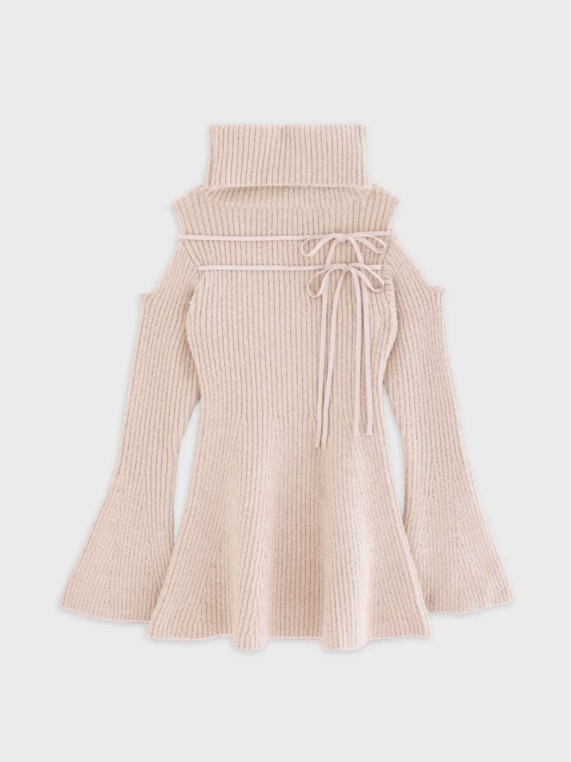 ワンピース Sleeve cut glitter knit mini onepiece