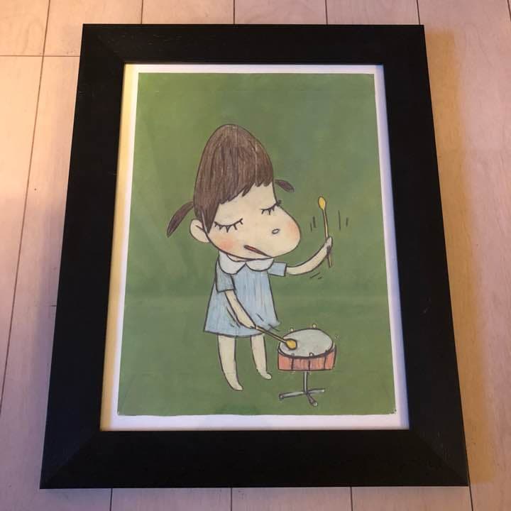 奈良美智 額装 ペイント ポスター 太鼓