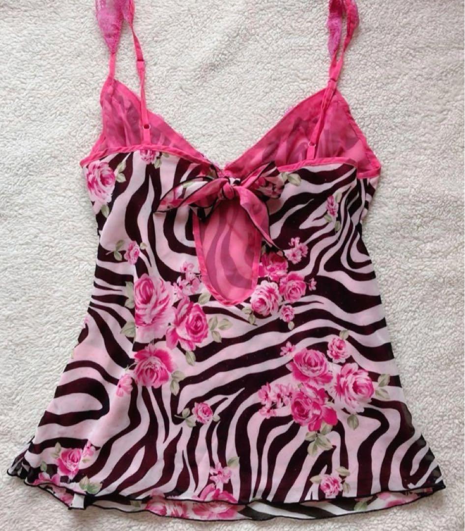 MA✽RS 武藤静香 カタログ掲載 ゼブラ薔薇柄 キャミトップス ピンク マーズ