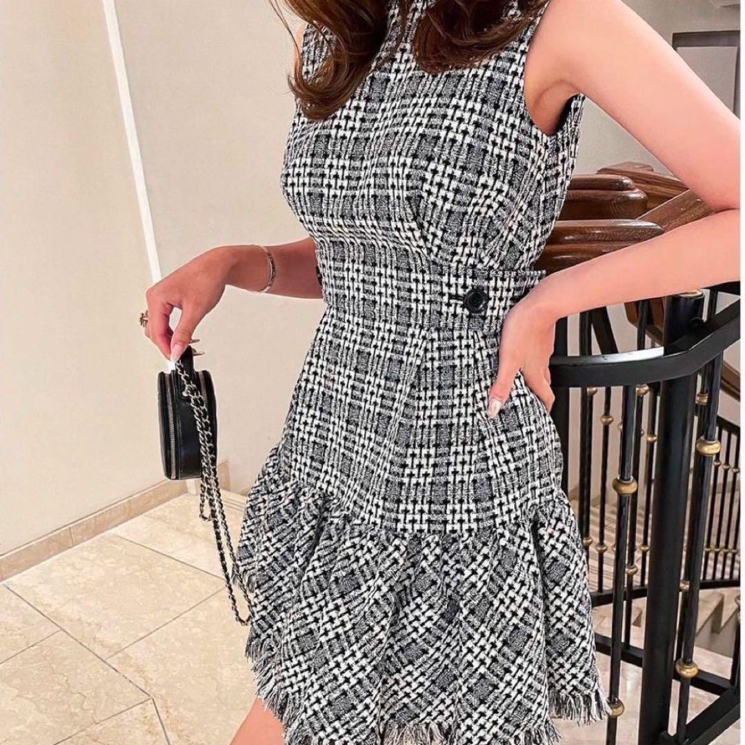 sheller シェリエ　サイドタッククラシカルワンピースドレス