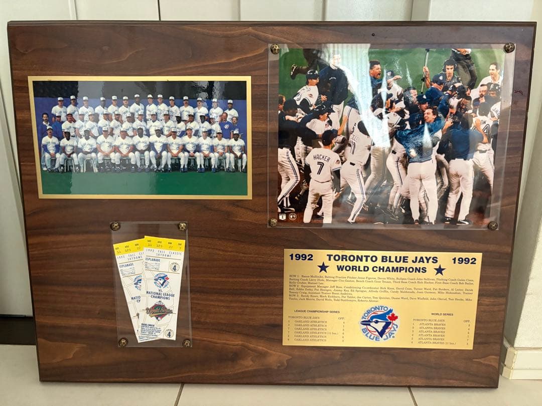 激レア！ブルージェイズ ワールドチャンピオン記念プレート 1992年　大リーグ