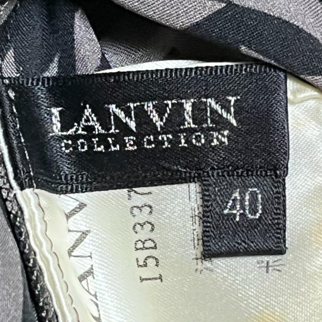良品 LANVIN COLLECTION 千鳥格子 リボンブラウス 40 黒