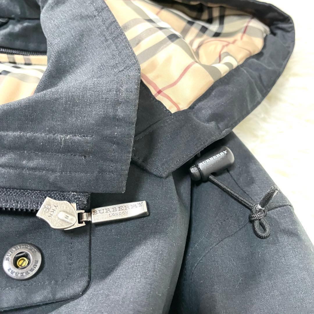 【美品】バーバリーロンドン フーデッドコート XLダウンライナー ノバチェック