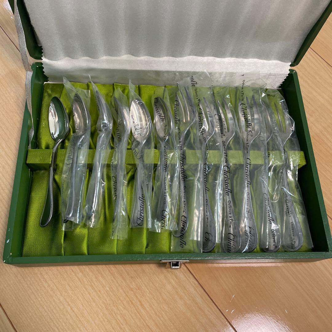 Christofle ティスプーン&フォーク12本セット　➕400円で箱付き