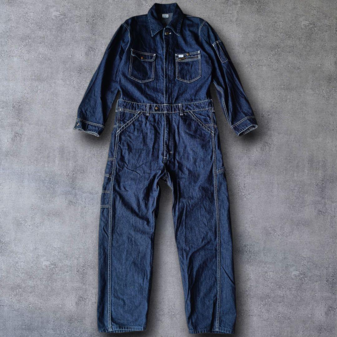 美品 Lee リー デニムつなぎ オールインワン 濃紺 M 復刻 ハウスタグ
