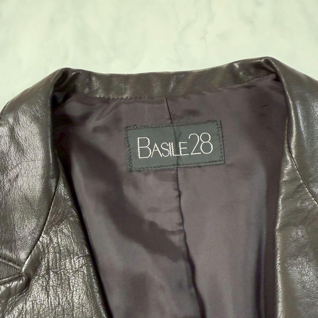 【バジーレベントット】レザージャケット・テーラード・羊革・柔らか本革◇黒・15号