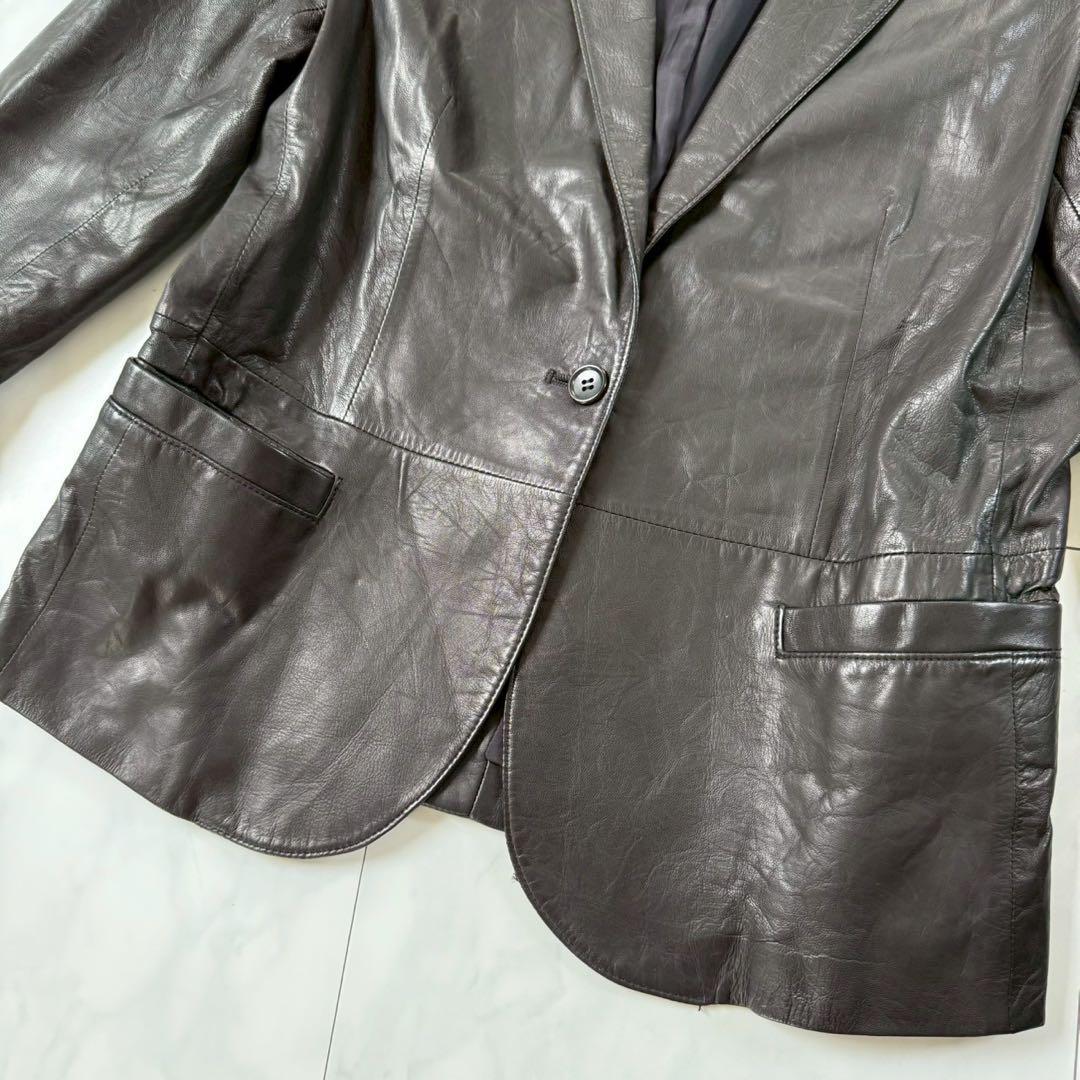 【バジーレベントット】レザージャケット・テーラード・羊革・柔らか本革◇黒・15号