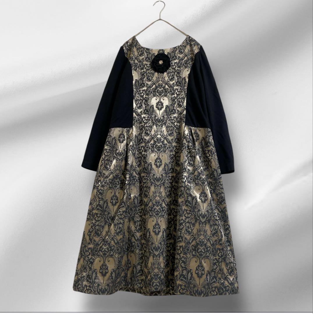 大きいサイズ！super Beauty/カメリアモチーフ上品ワンピース44