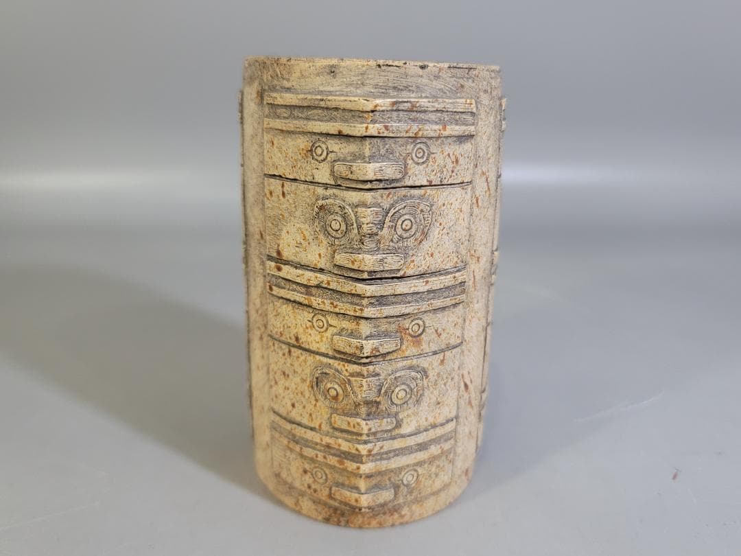 中国 玉石刻 幾何学模様 環 祭飾 DT566