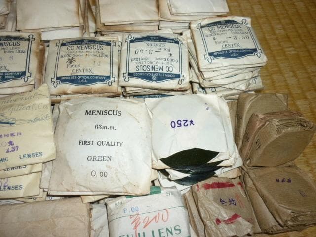 希少ガラス大正時代～紙袋付◆アメリカ製含む 丸眼鏡レンズ 色々な色両眼1000枚