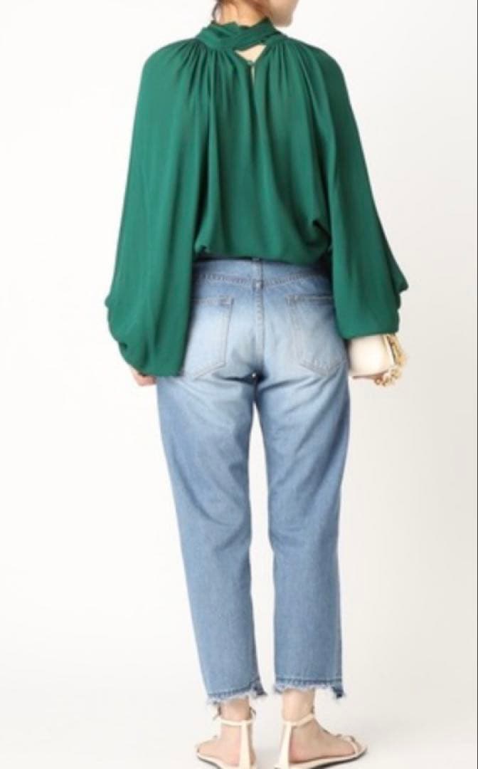 美品★ドゥーズィーエムクラス GGシルクブラウス★グリーン