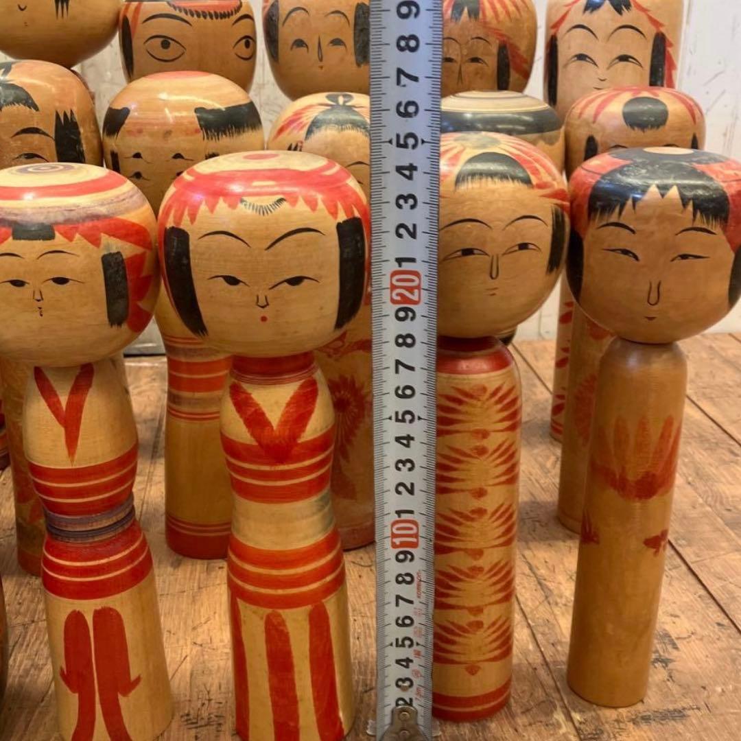②昭和レトロ 東北 伝統工芸 郷土玩具 創作 こけし 小芥子 16体 まとめ売り