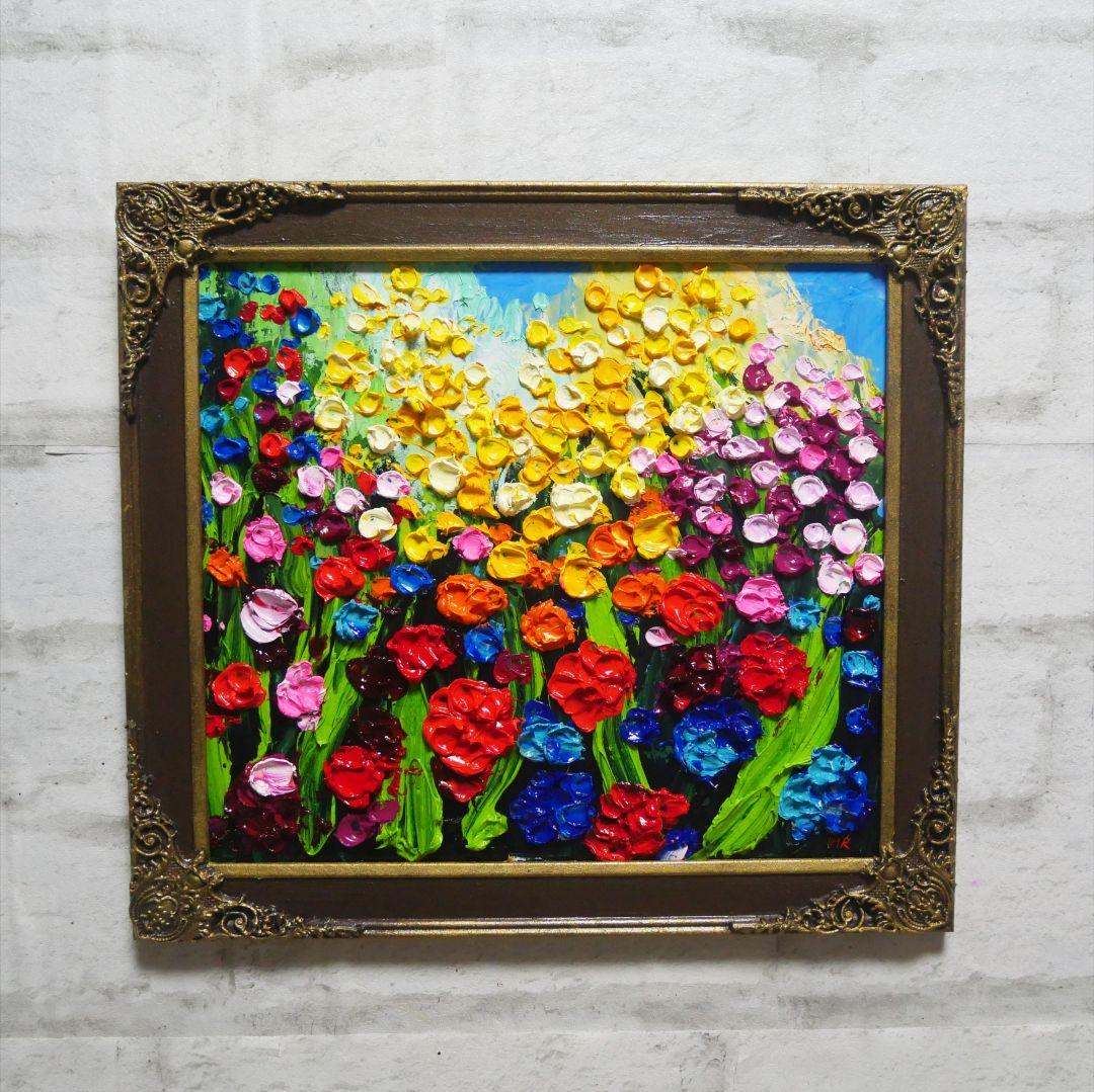 油絵 油彩 油彩画 絵 絵画【colorful flower garden】