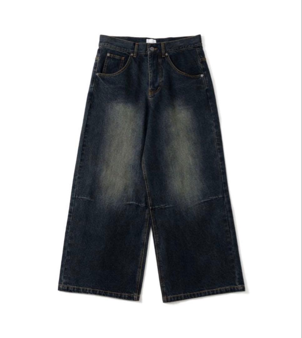 BLESSU バギーデニム カーキ　ダークブルー　Mサイズ