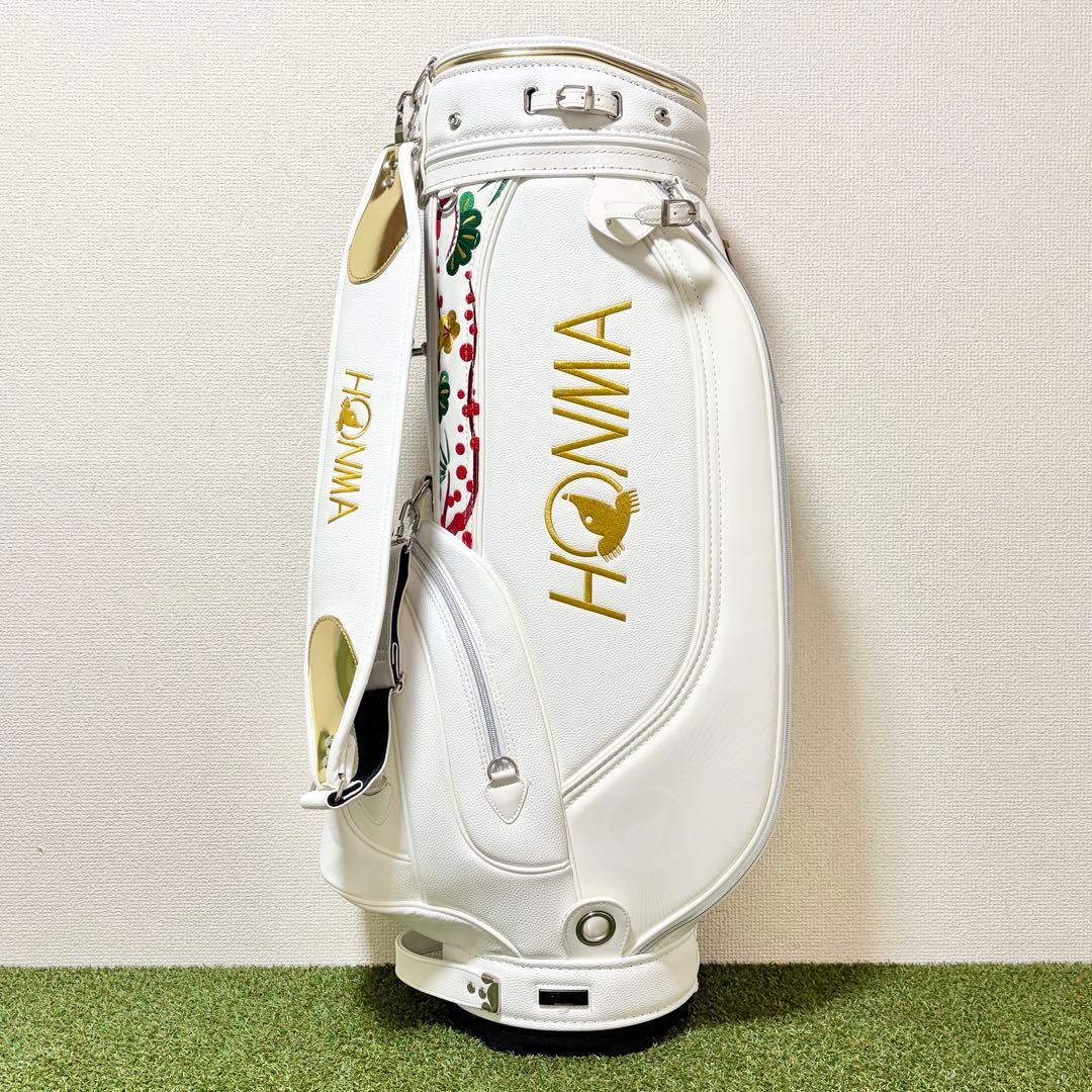 新品｜高級　HONMA ホンマ　会津絵　キャディバッグ　ゴールド　金　刺繍
