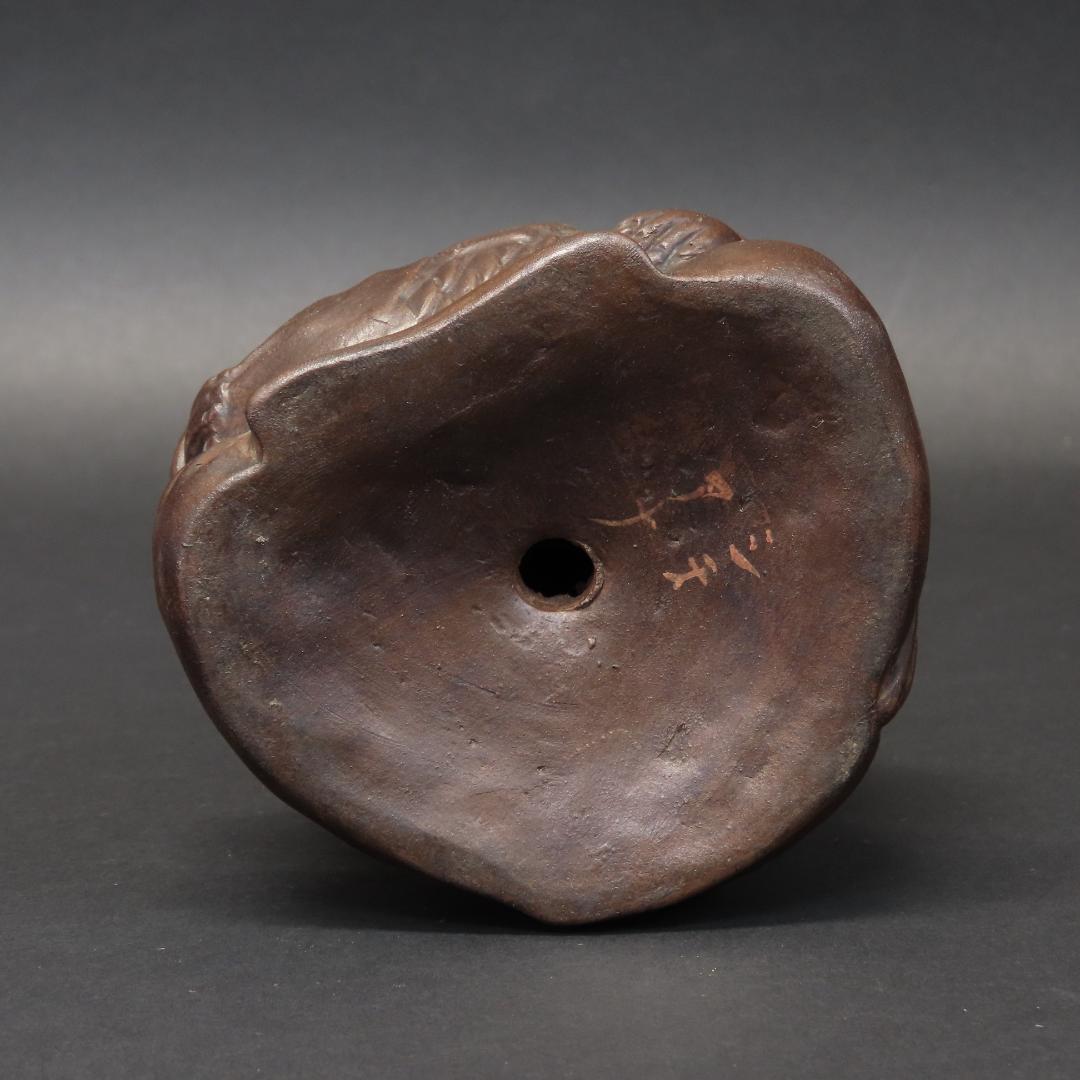 ⭕400 江戸時代末期 備前焼 鯛を持つ恵比寿様 大根を持つ大黒様 高さ13cm