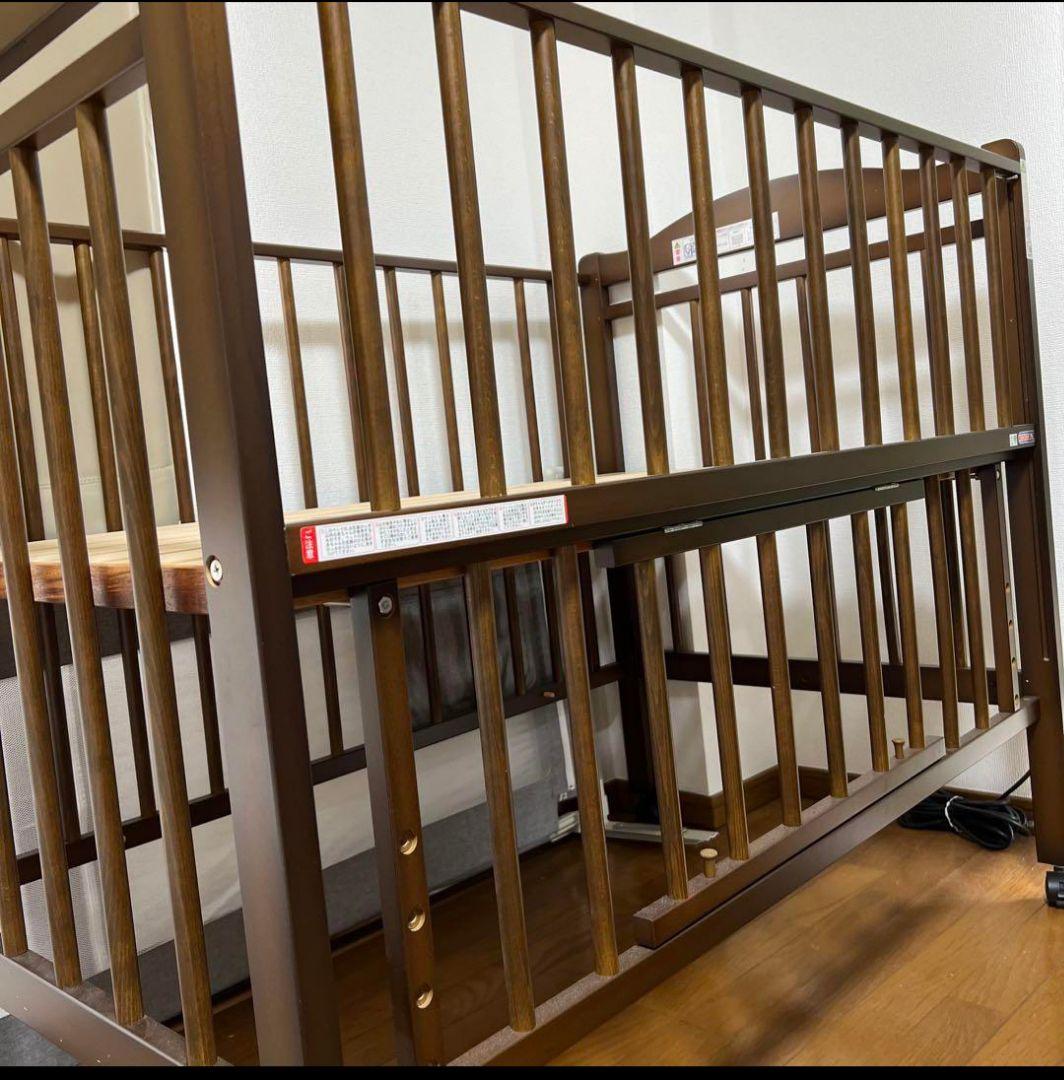 木製ベビーベッド サワベビー EASEすのこハイベッド 収納 キャスター付