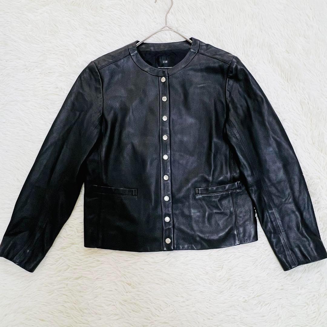 23区 　中村アン着用 ノーカラーレザージャケット Mサイズ　黒　ラムレザー