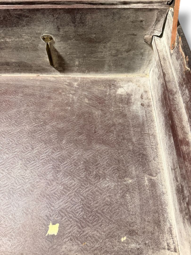 #アンティーク トランクケース 木製 革風素材 ヴィンテージ収納箱