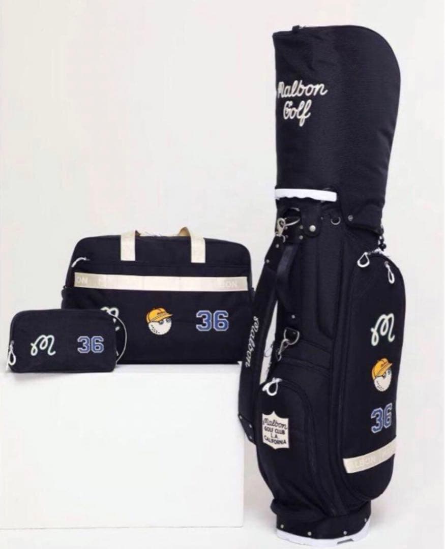 マルボンゴルフ キャディバッグ &ボストンバッグ&ラウンドポーチ 3点セット