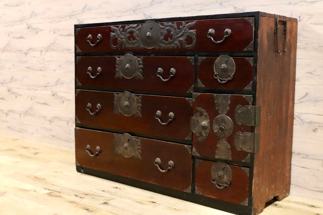 GMIS224○時代箪笥 仙台箪笥 和家具 整理箪笥 アンティーク 古道具 民