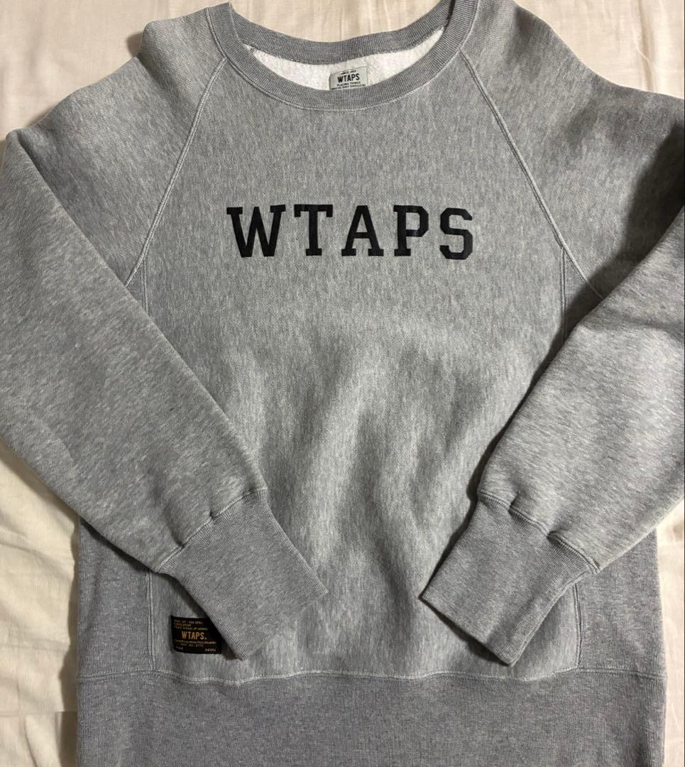 WTAPS ロゴプリント クルーネックトレーナー　スウェットグレー裏起毛
