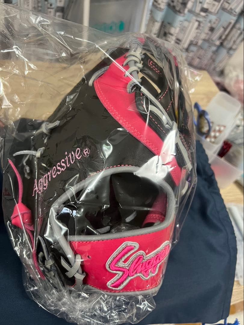 久保田スラッガー　軟式グローブ ブラック/ピンク