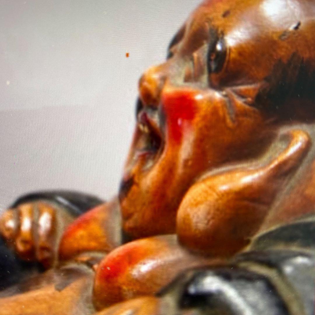 古陶彩色備前布袋様　時代骨董品収集家出品